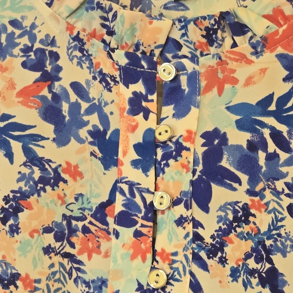 Talbots Ruffle Trim Popover Leafy Garden Women's Top Feminine Core Size XL/P - Picture 9 of 11